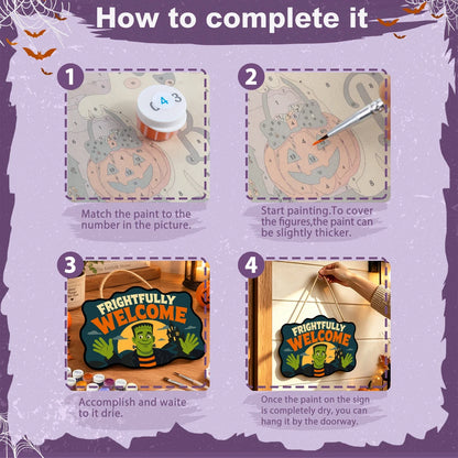 Paint by Numbers - Wooden Door Hanger | Frightfully Welcome