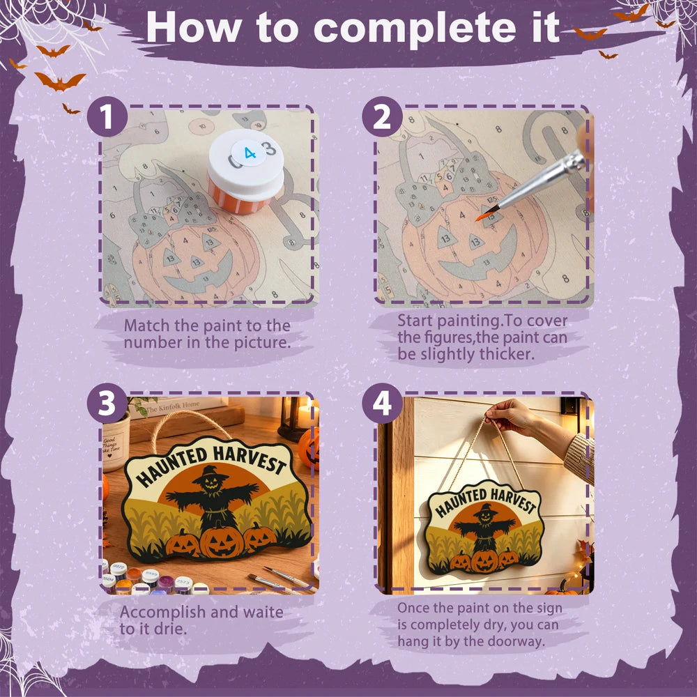Paint by Numbers - Wooden Door Hanger | Haunted Harvest