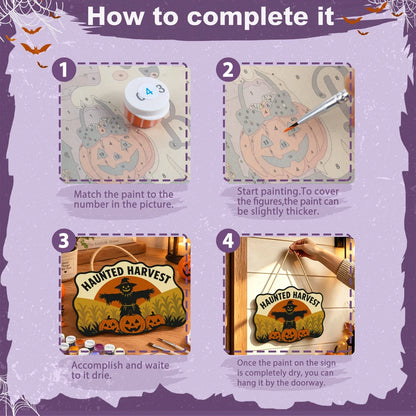 Paint by Numbers - Wooden Door Hanger | Haunted Harvest