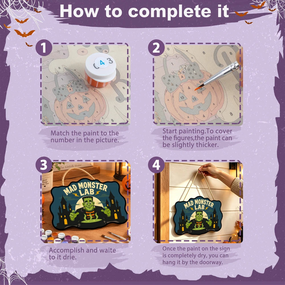 Paint by Numbers - Wooden Door Hanger | Mad Monster Lab
