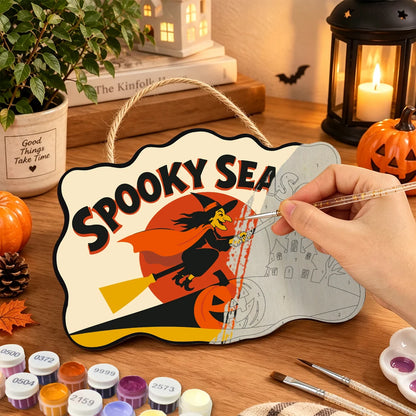 Paint by Numbers - Wooden Door Hanger | Spooky Season Witch