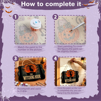 Paint by Numbers - Wooden Door Hanger | The Witching Hour