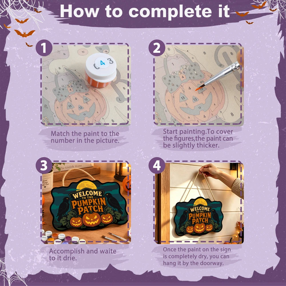 Paint by Numbers - Wooden Door Hanger | Welcome to the Pumpkin Patch Crows