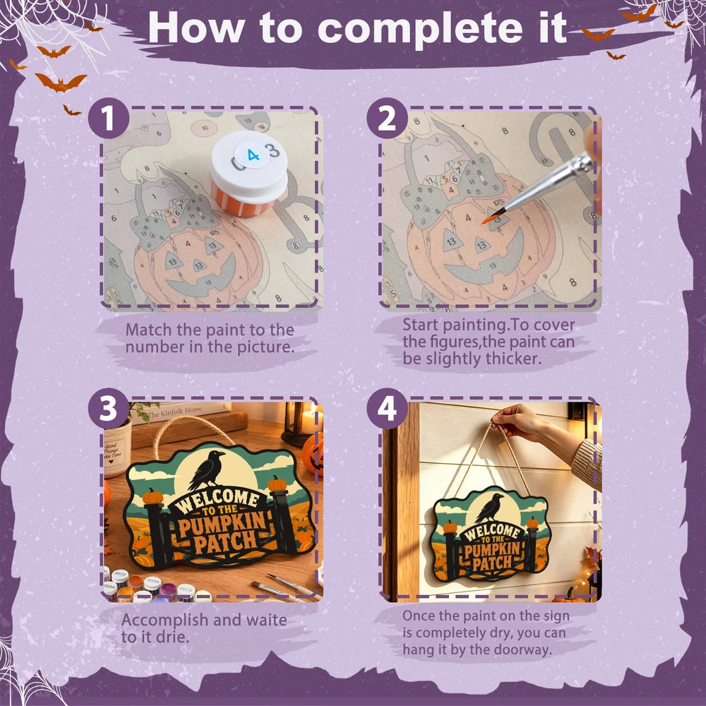 
Paint by Numbers - Wooden Door Hanger | Welcome to the Pumpkin Patch Gate