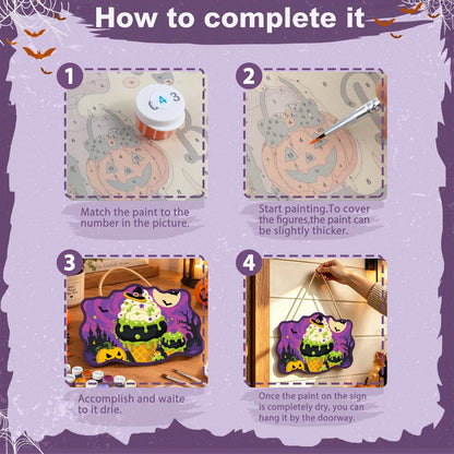 Paint by Numbers - Wooden Door Hanger | Witch's Cauldron Ice Cream