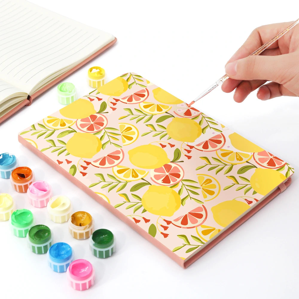 
Paint by Numbers Hardcover Journal Notebook - Lemon Grove Pattern