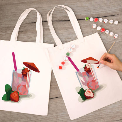 Paint by Numbers – DIY Totebag | Strawberry Drink
