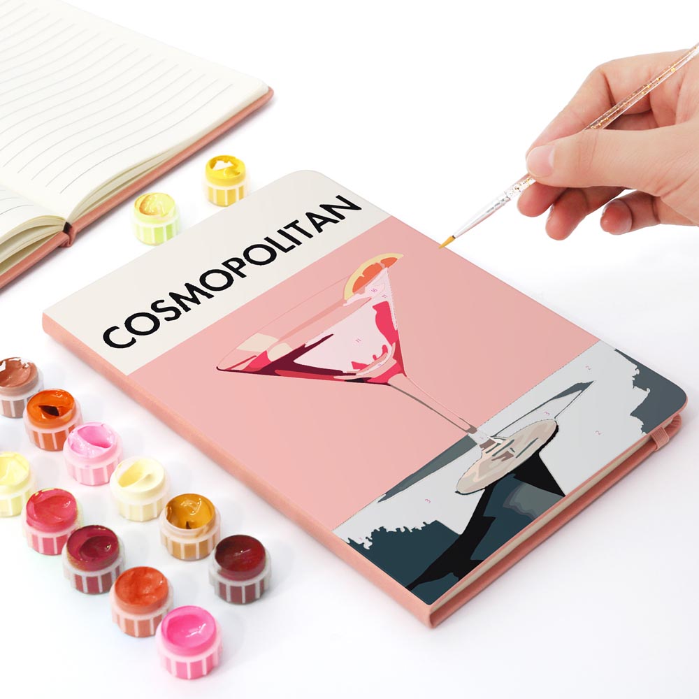 Paint by Numbers Hardcover Journal Notebook - Cosmopolitan Cocktail