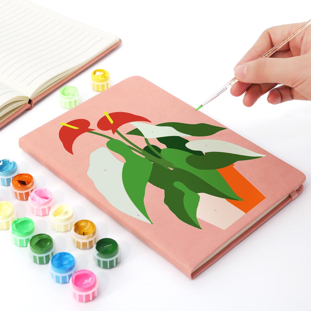 Paint by Numbers Hardcover Journal Notebook - Succulent Potted Plant