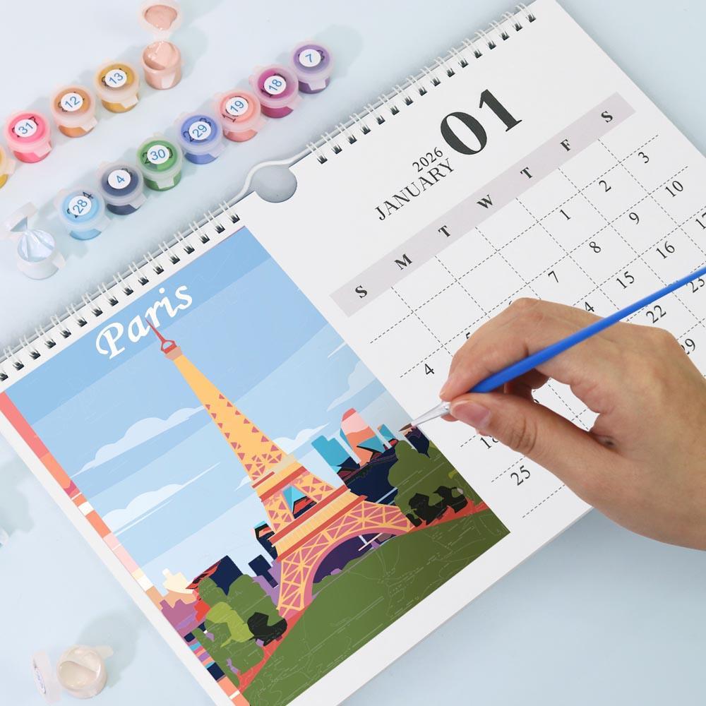 Paint by Numbers - 2026 Wall Calendar - World Landmarks Edition