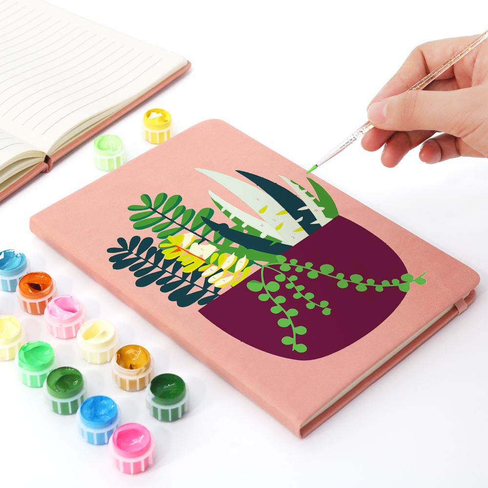 
Paint by Numbers Hardcover Journal Notebook - Succulent Potted Plant