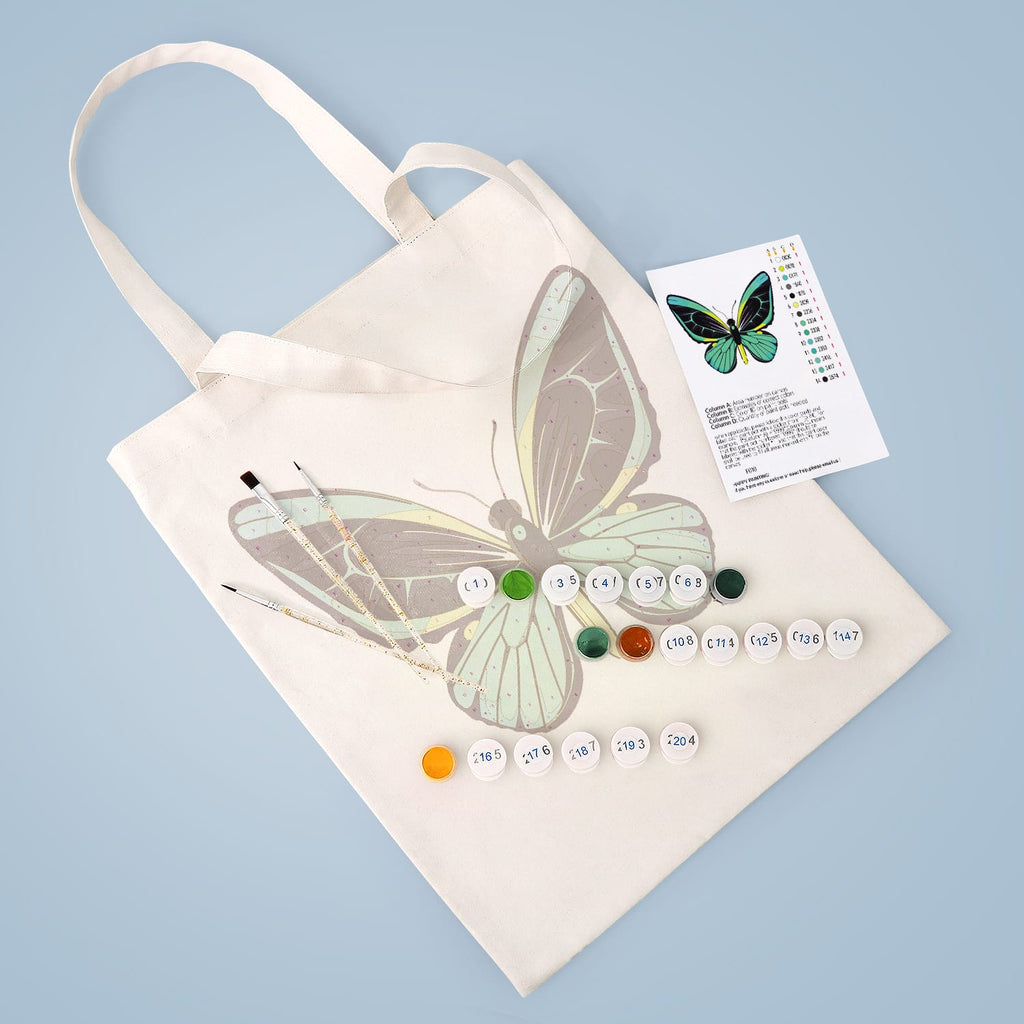 Paint by Numbers – DIY Totebag | Emerald Butterfly