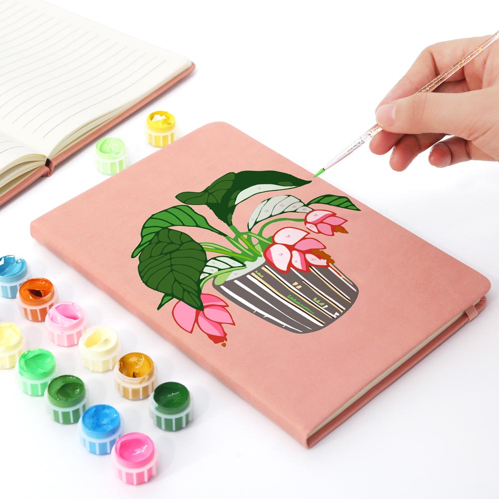 
Paint by Numbers Hardcover Journal Notebook - Flowering Potted Plant