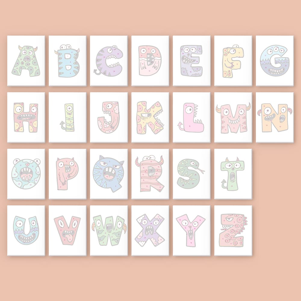 Paint by Numbers – Alphabet Painting Kit | A to Z Monster Letters