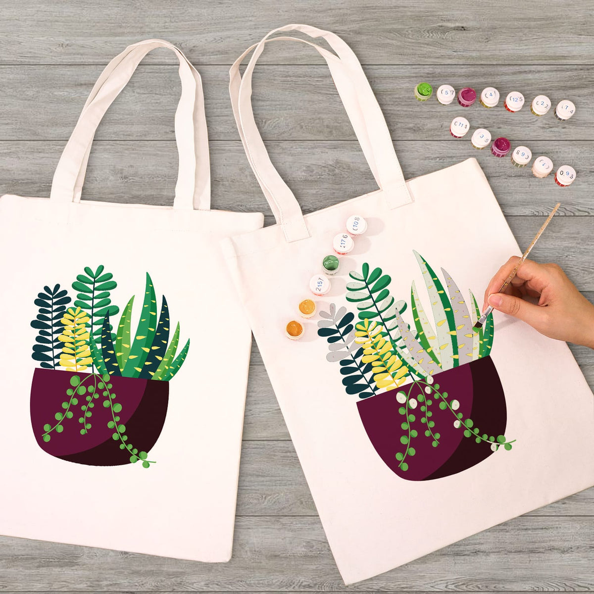 
Paint by Numbers - DIY Totebag | Succulent Garden