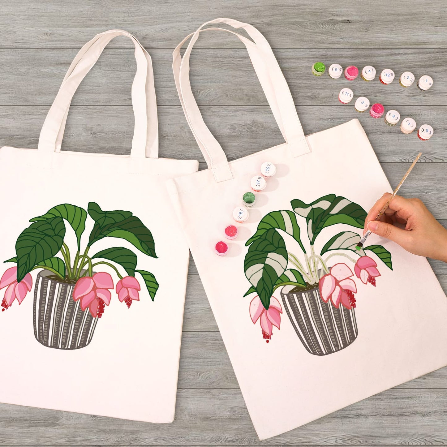 Paint by Numbers – DIY Totebag | Pink Bellflower