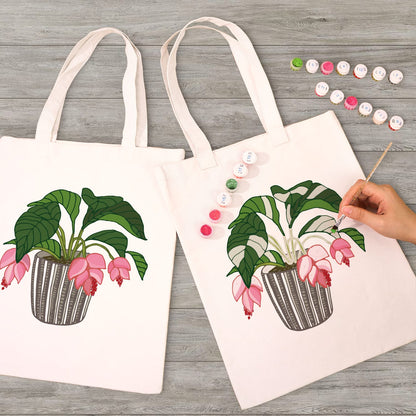 Paint by Numbers – DIY Totebag | Pink Bellflower