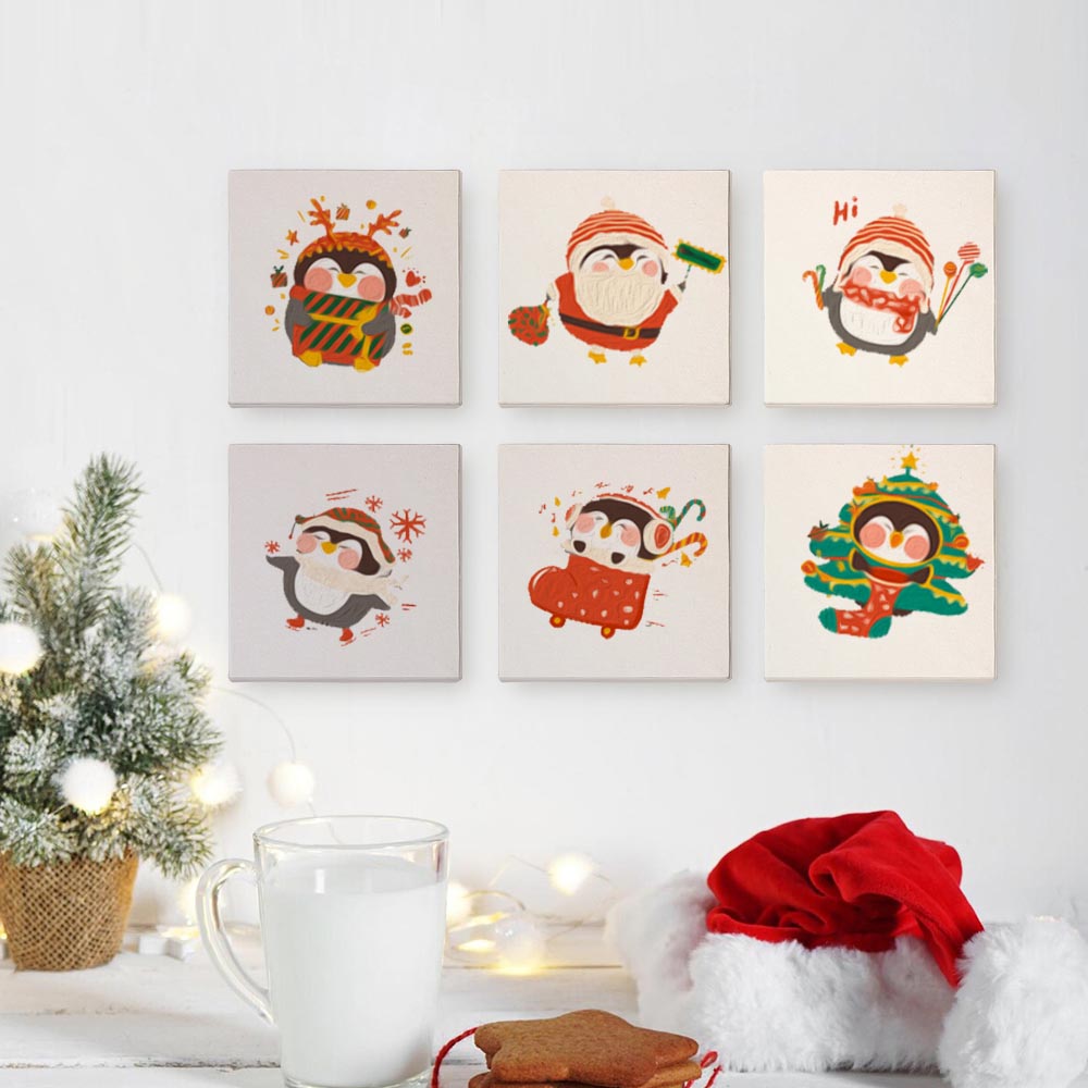 
Paint by Numbers – 6 Mini Paintings | Christmas Penguins Set