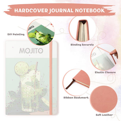 Paint by Numbers Hardcover Journal Notebook - Mojito Cocktail
