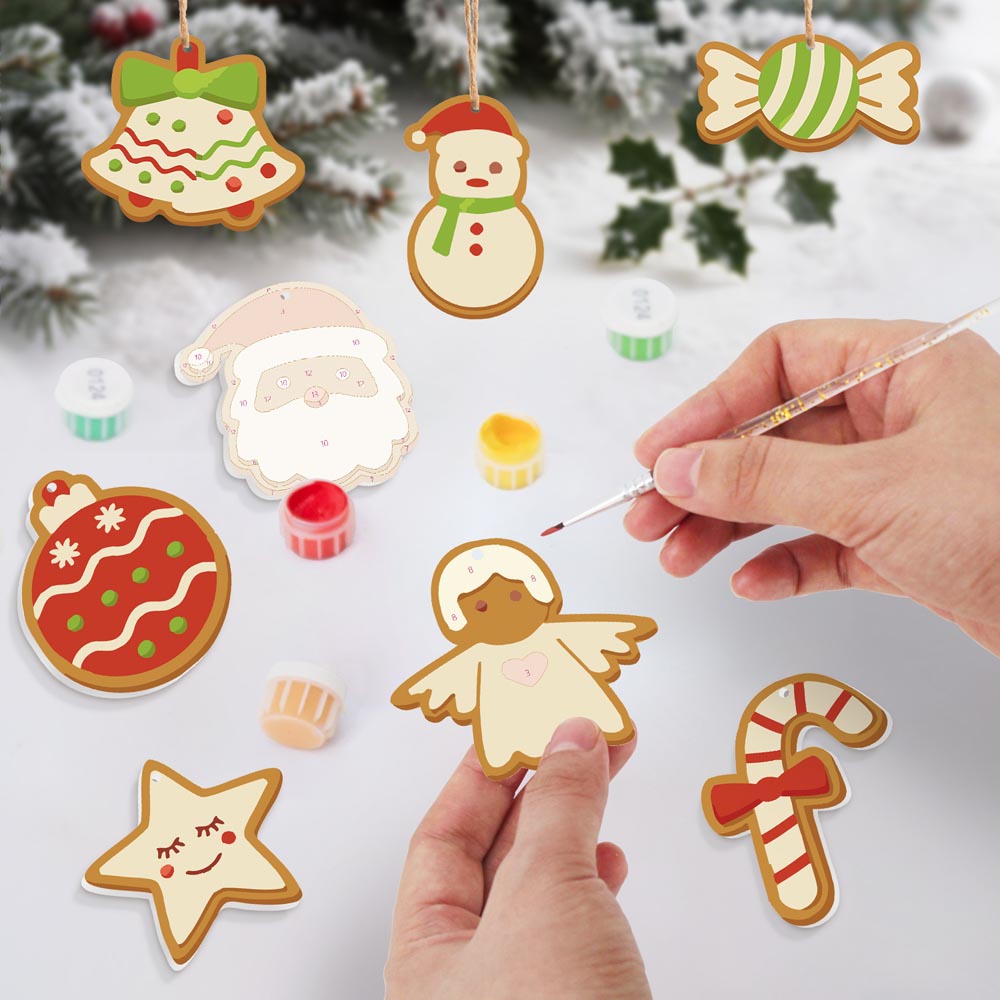 
Paint by Numbers – 8 Christmas Ornaments – Santa, Snowman & Sweet Holiday Treats Set