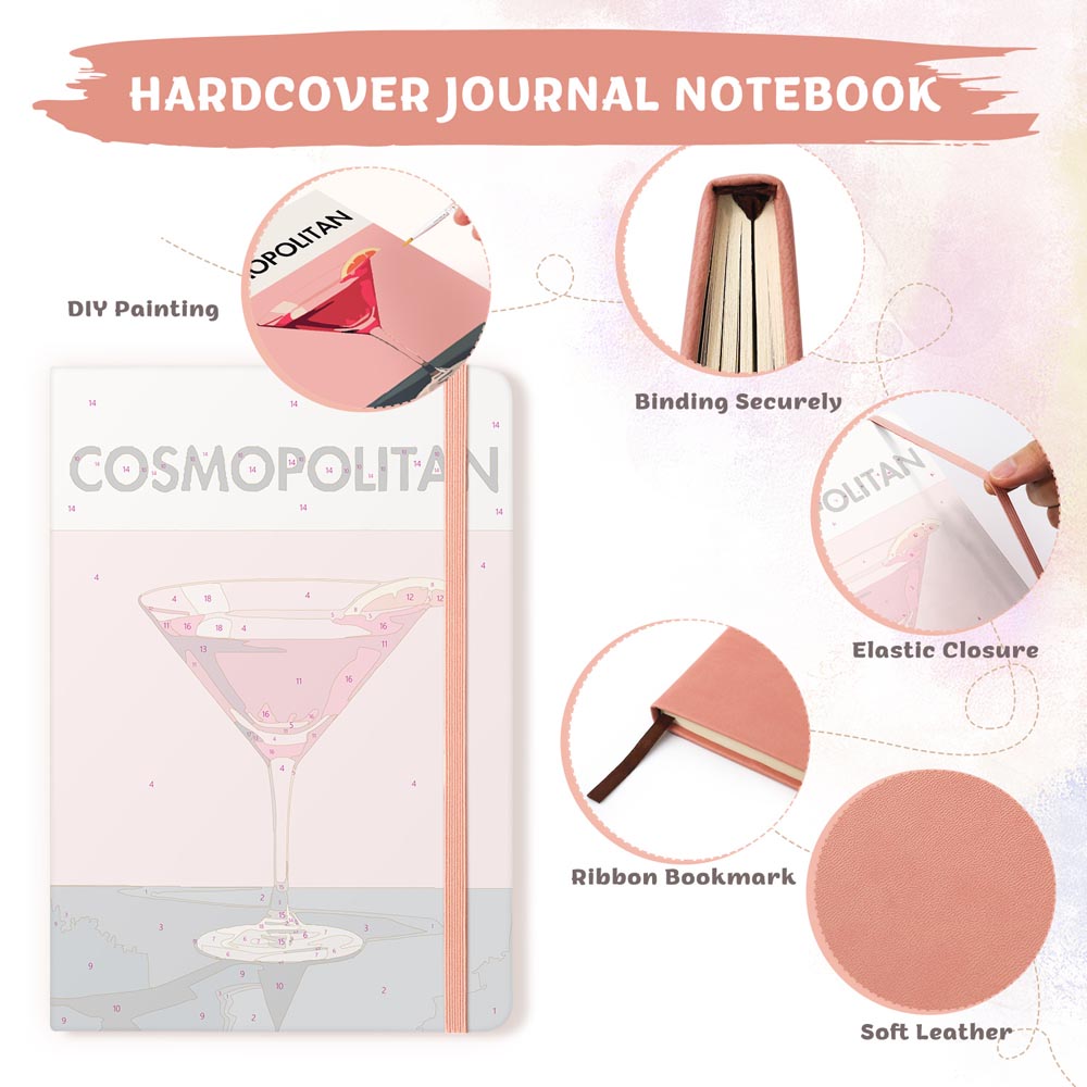 Paint by Numbers Hardcover Journal Notebook - Cosmopolitan Cocktail