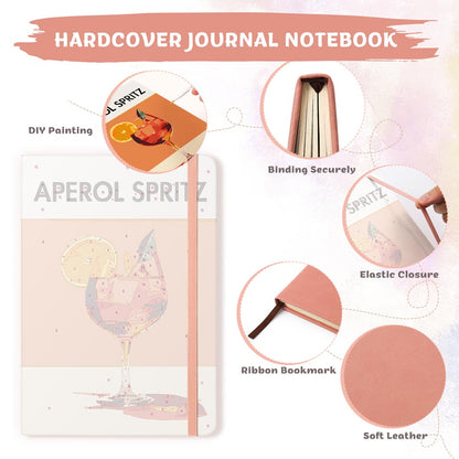 Paint by Numbers Hardcover Journal Notebook - Aperol Spritz Cocktail