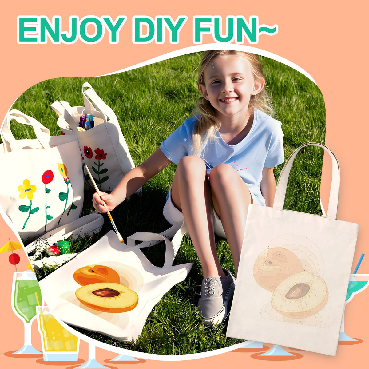 
Paint by Numbers - DIY Totebag | Peach Delight