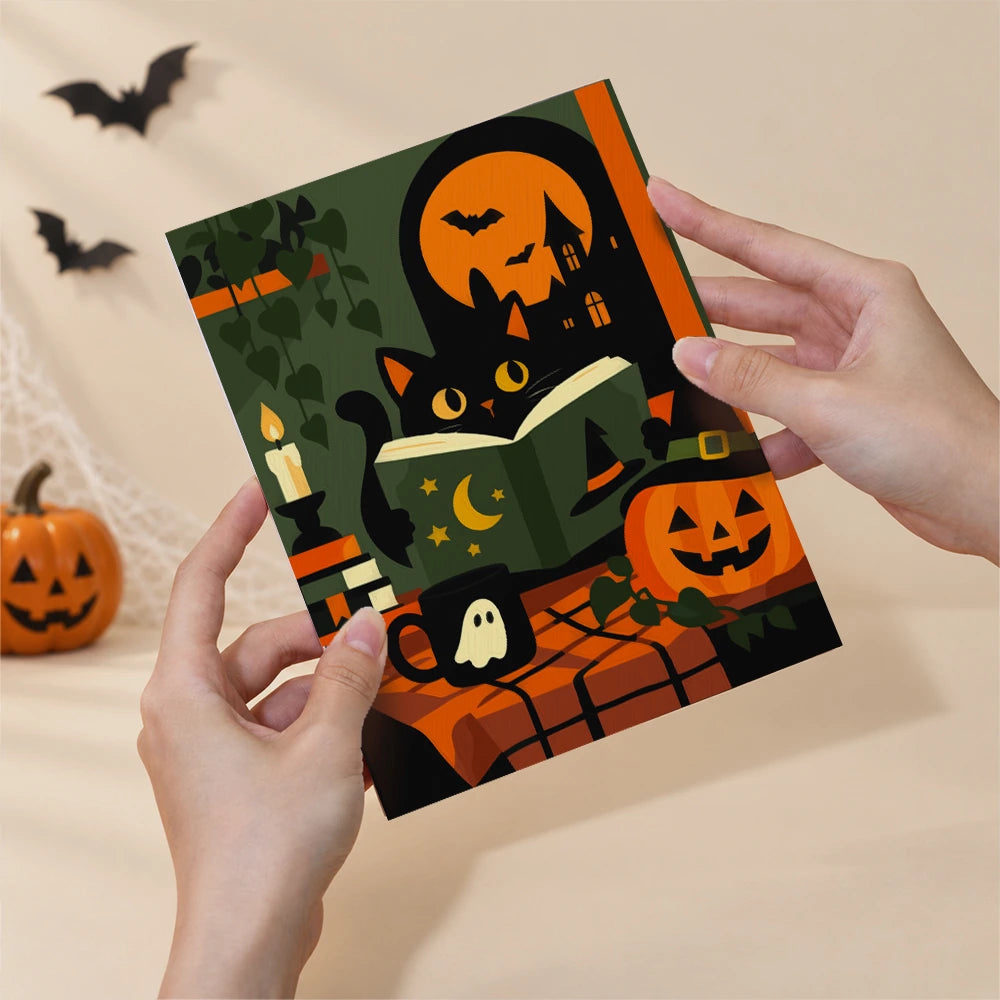 Paint by Numbers – 6 Mini Paintings | Black Cats with Spell Books Set