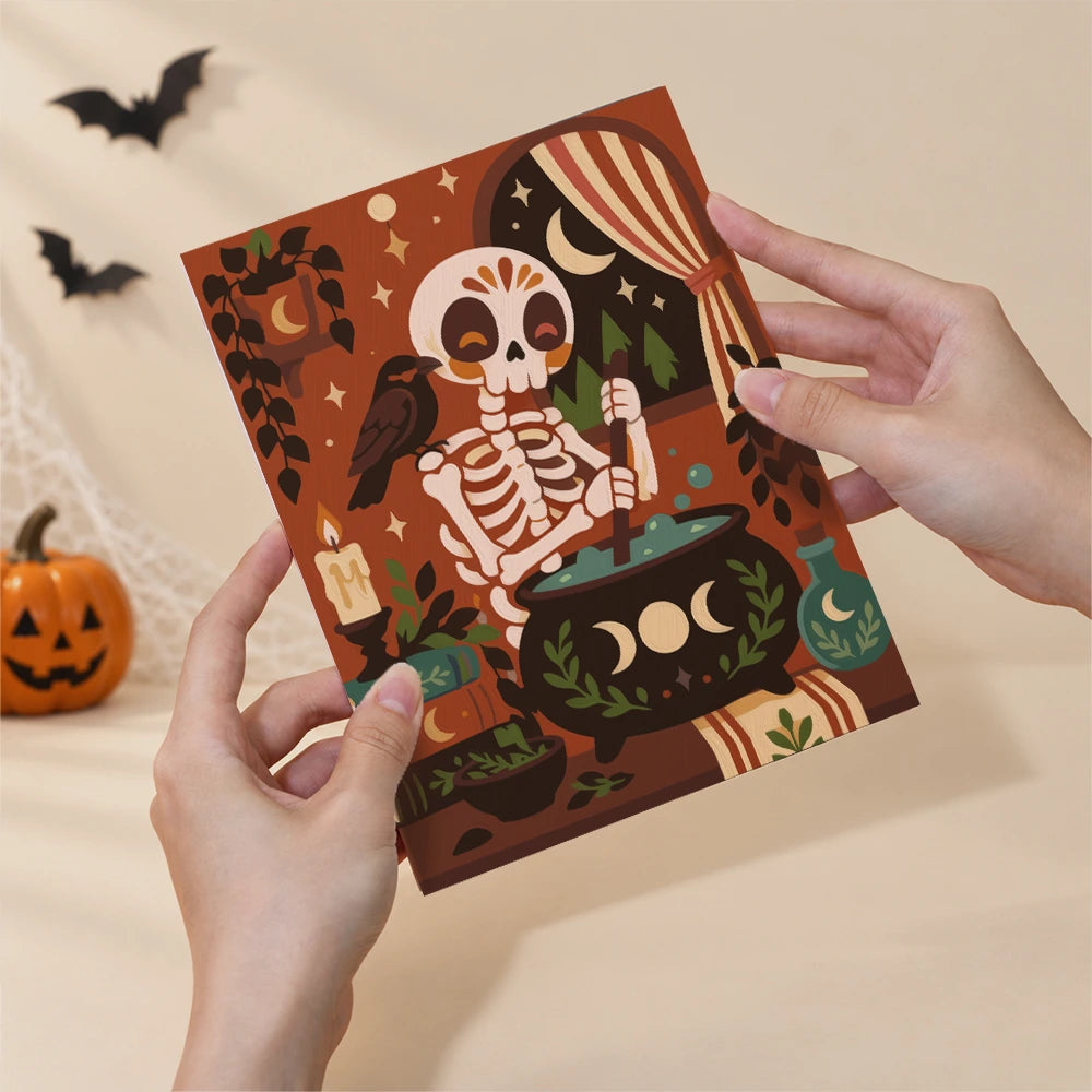 Paint by Numbers – 6 Mini Paintings | Boho Skeleton Witchcraft Set