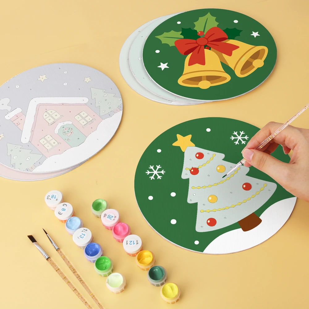 Paint by Numbers – 6 Mini Paintings | Classic Christmas Rounds (Round)