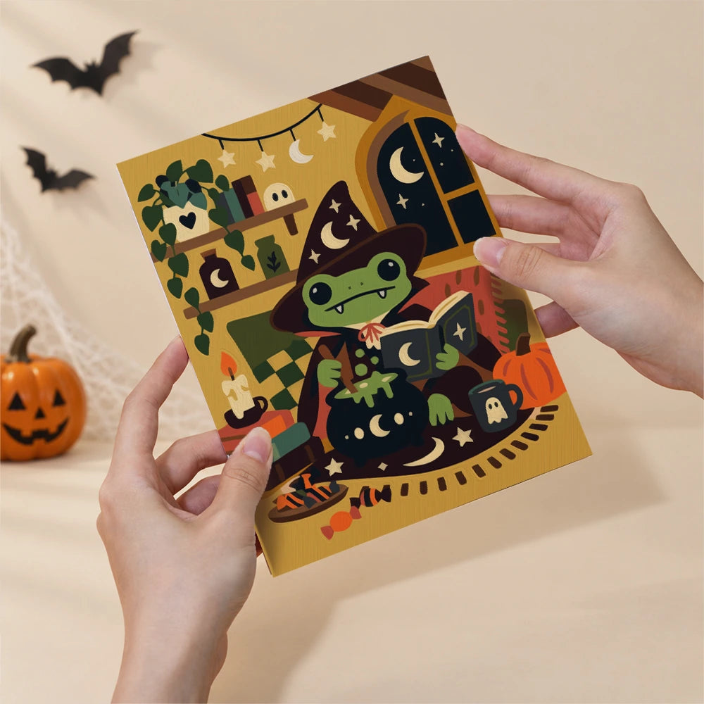 Paint by Numbers – 6 Mini Paintings | Cozy Frog Witch Cottage Set