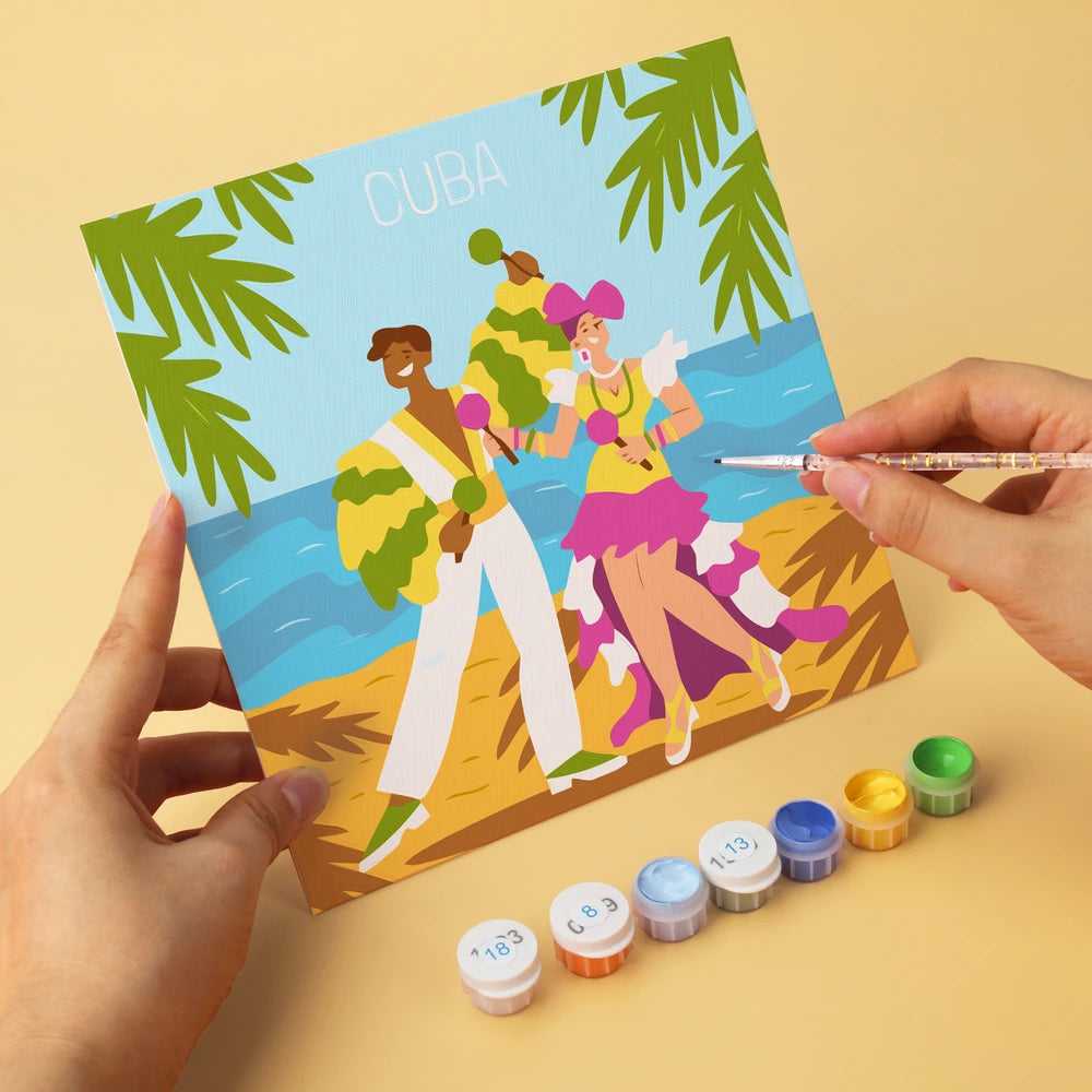 
Paint by Numbers – 6 Mini Paintings | European Holiday Postcards (Square)