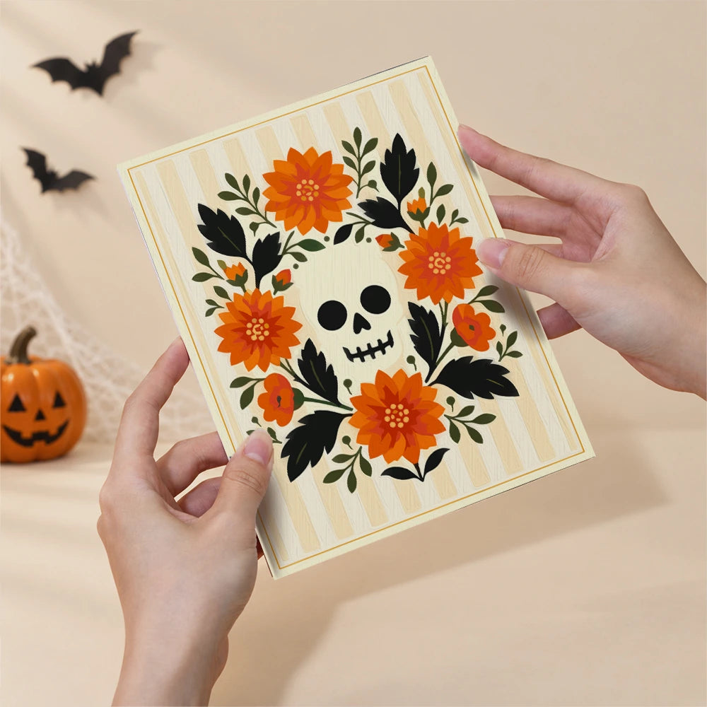 Paint by Numbers – 6 Mini Paintings | Floral Halloween Cats and Pumpkins Set