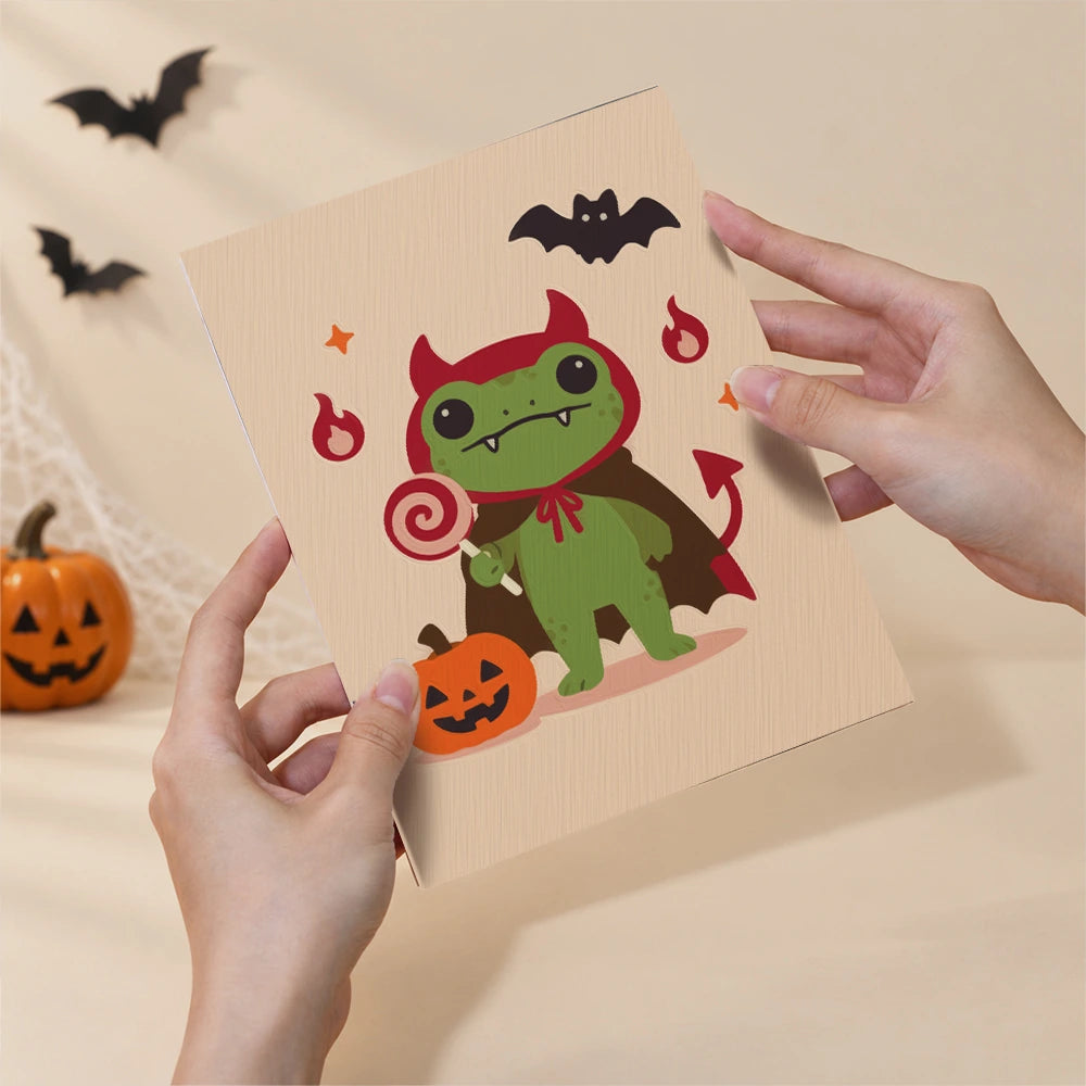 Paint by Numbers – 6 Mini Paintings | Frogs in Halloween Costumes Set