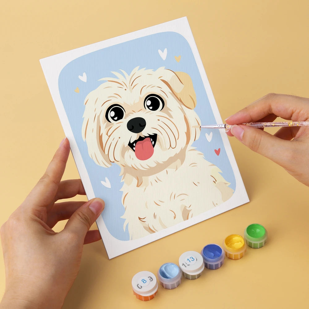 Paint by Numbers – 6 Mini Paintings | Happy Puppy Portraits