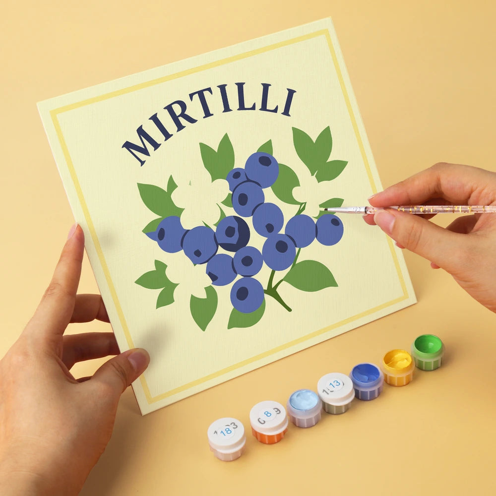 Paint by Numbers – 6 Mini Paintings | Italian Fruit Labels (Square)