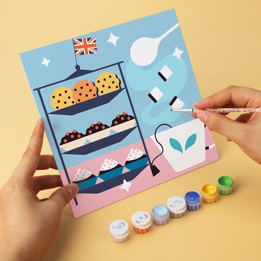 Paint by Numbers – 6 Mini Paintings | London Tea Time Squares (Square)