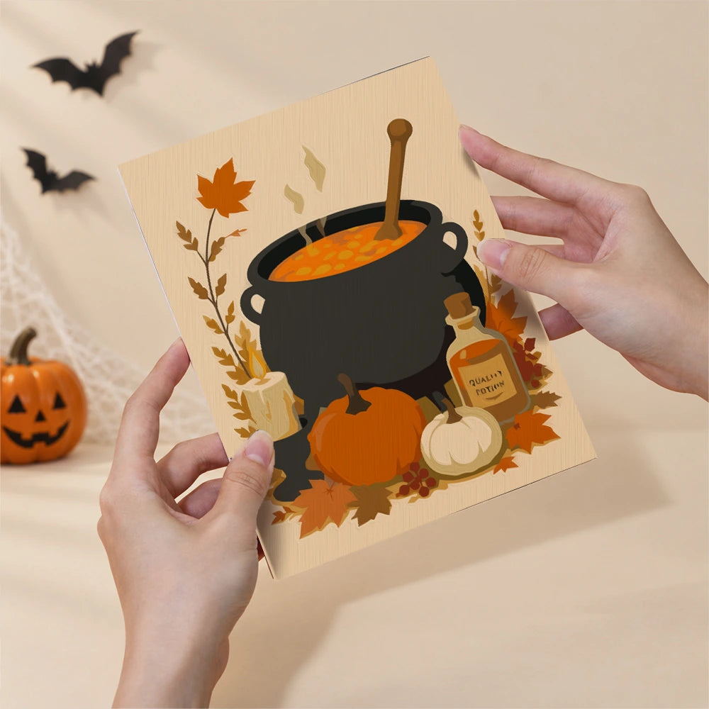 Paint by Numbers – 6 Mini Paintings | Rustic Autumn Halloween Set