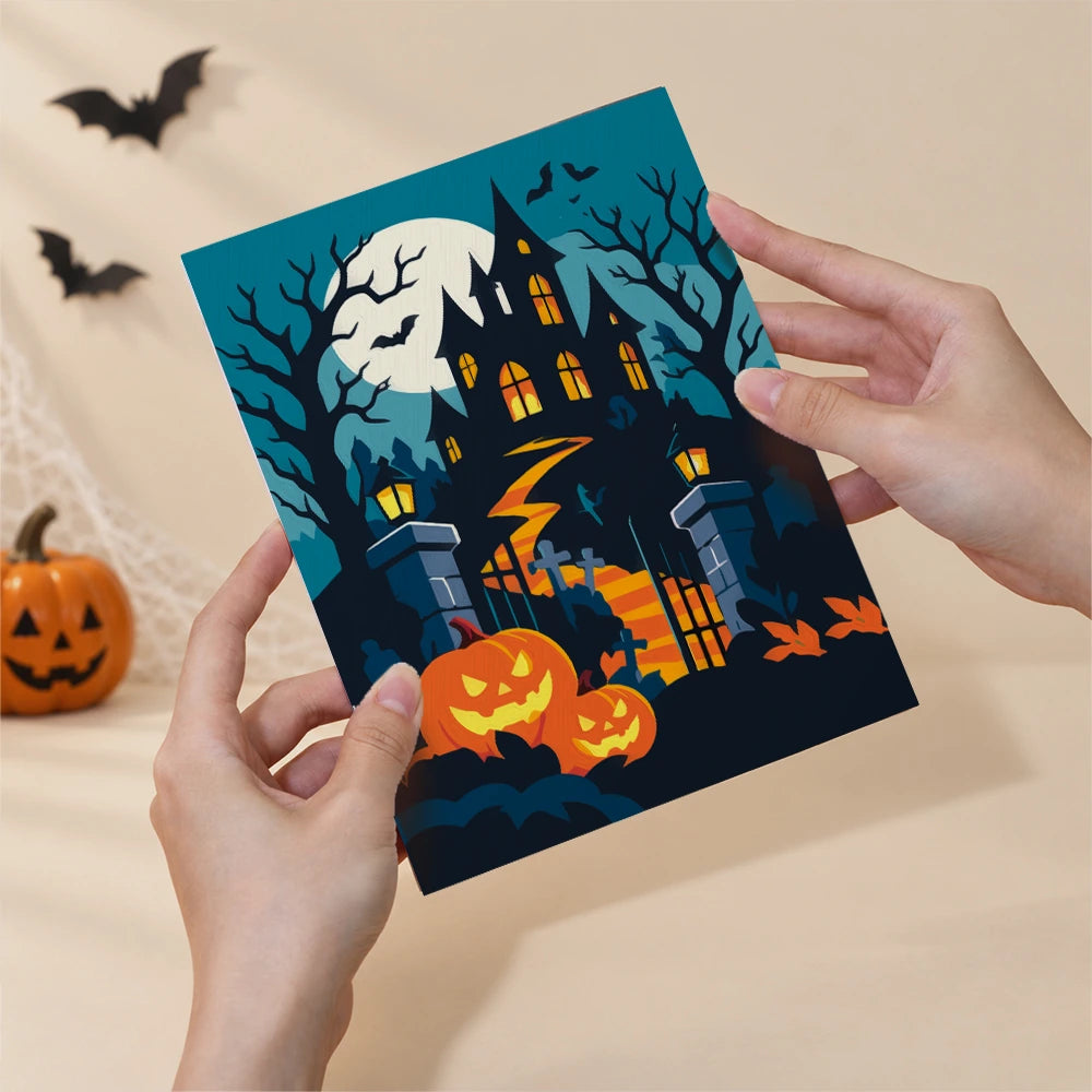 Paint by Numbers – 6 Mini Paintings | Skulls and Pumpkins by Moonlight Set
