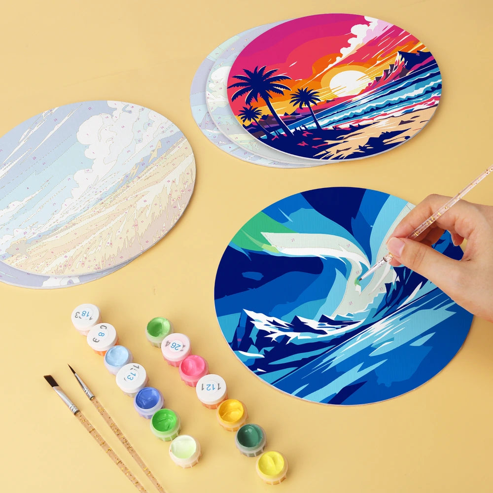 Paint by Numbers – 6 Mini Paintings | Vivid Nature Rounds (Round)