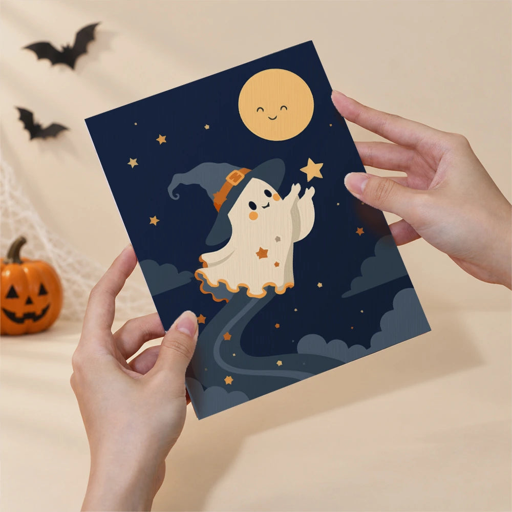 
Paint by Numbers – 6 Mini Paintings | Witch Hat Ghosts at Night Set