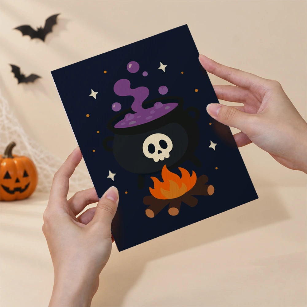 Paint by Numbers – 6 Mini Paintings | Witch Hat Skull and Broomstick Set