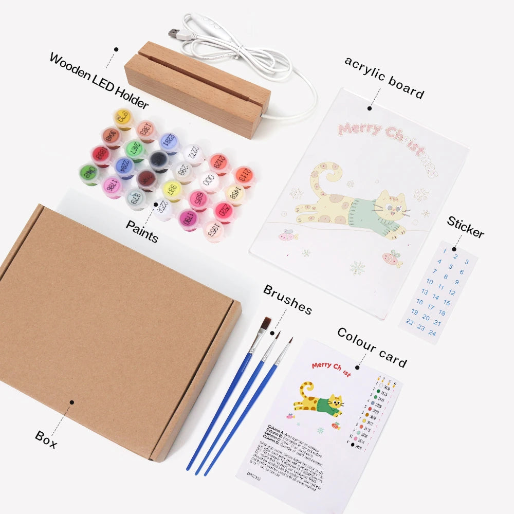 
Paint by Numbers - Christmas Light | Cat Sledding down the Hill