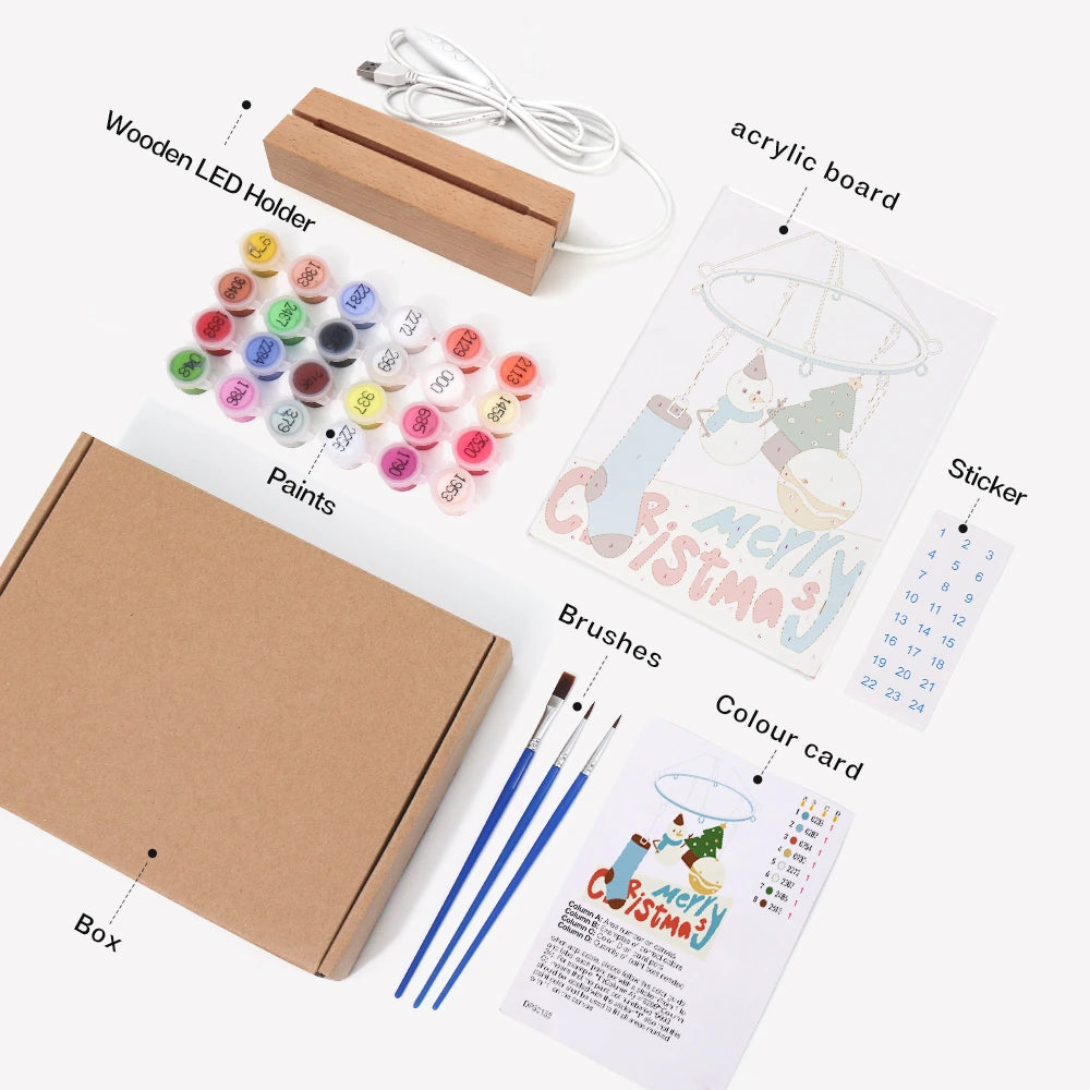 Paint by Numbers - Christmas Light | Christmas Mobile with Stocking