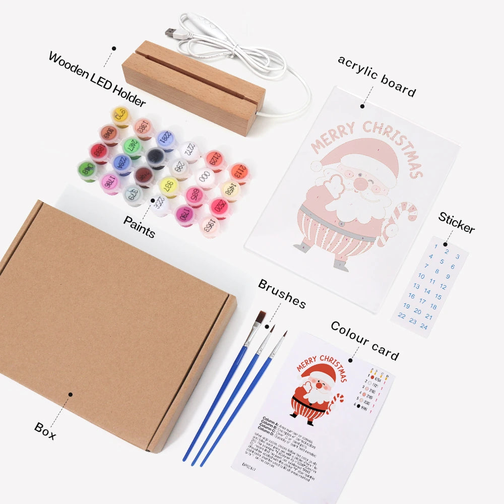 
Paint by Numbers - Christmas Light | Jolly Santa with Candy Cane
