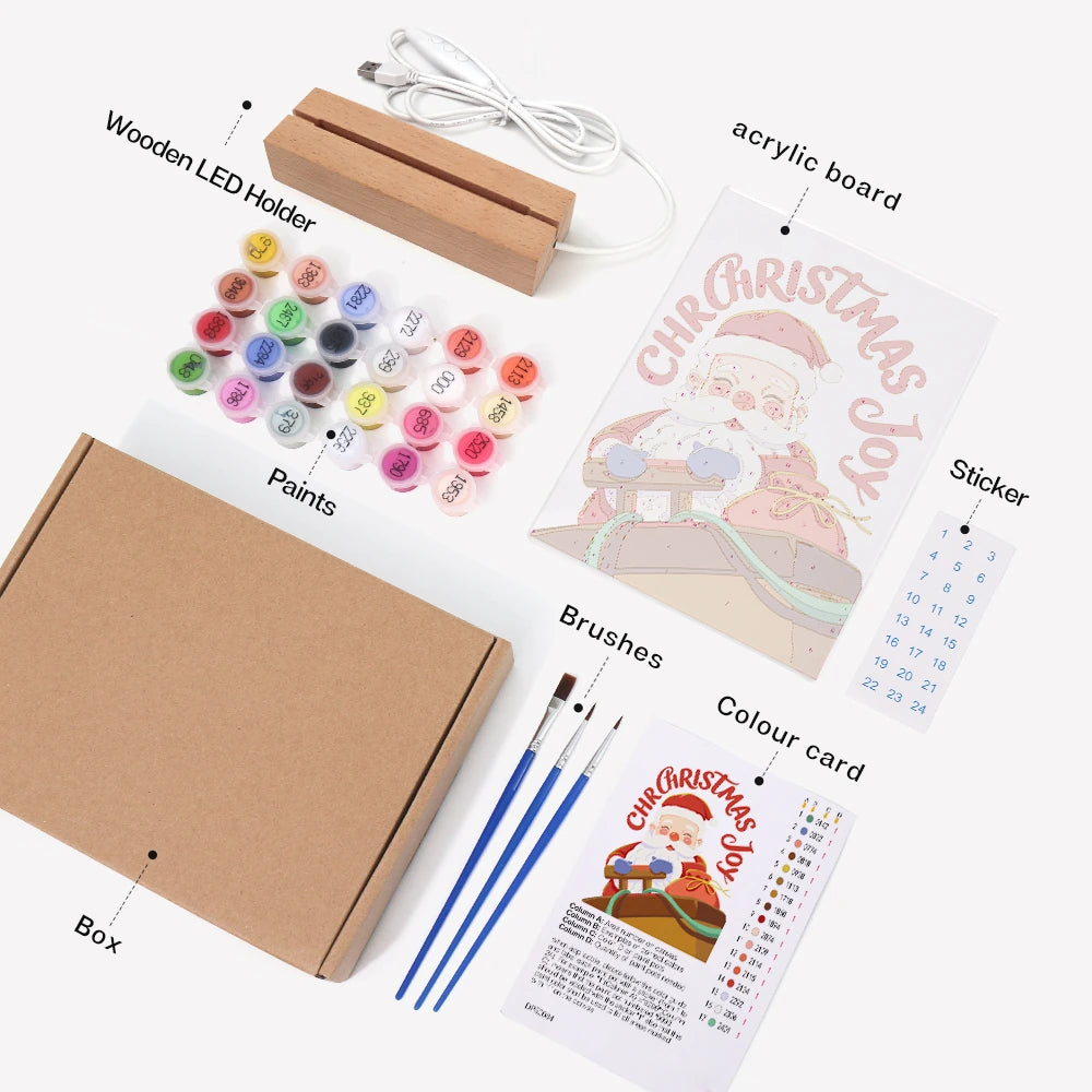 Paint by Numbers - Christmas Light | Laughing Santa with Gift Sack
