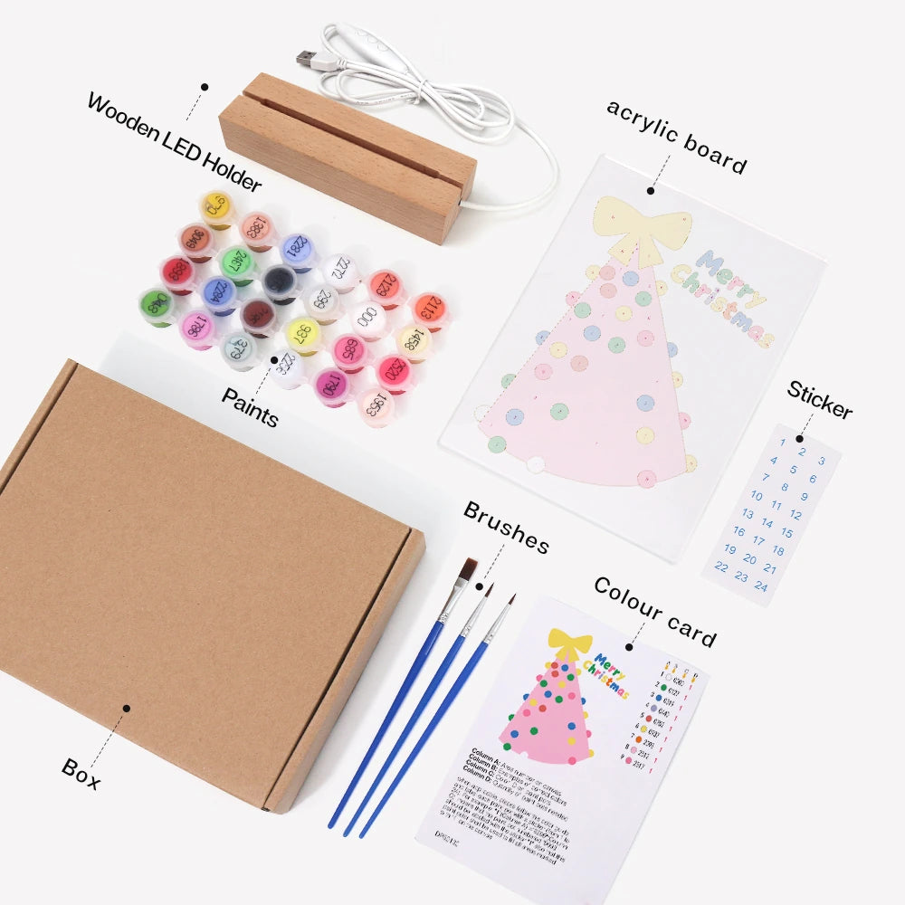 
Paint by Numbers - Christmas Light | Pink Party Hat Tree