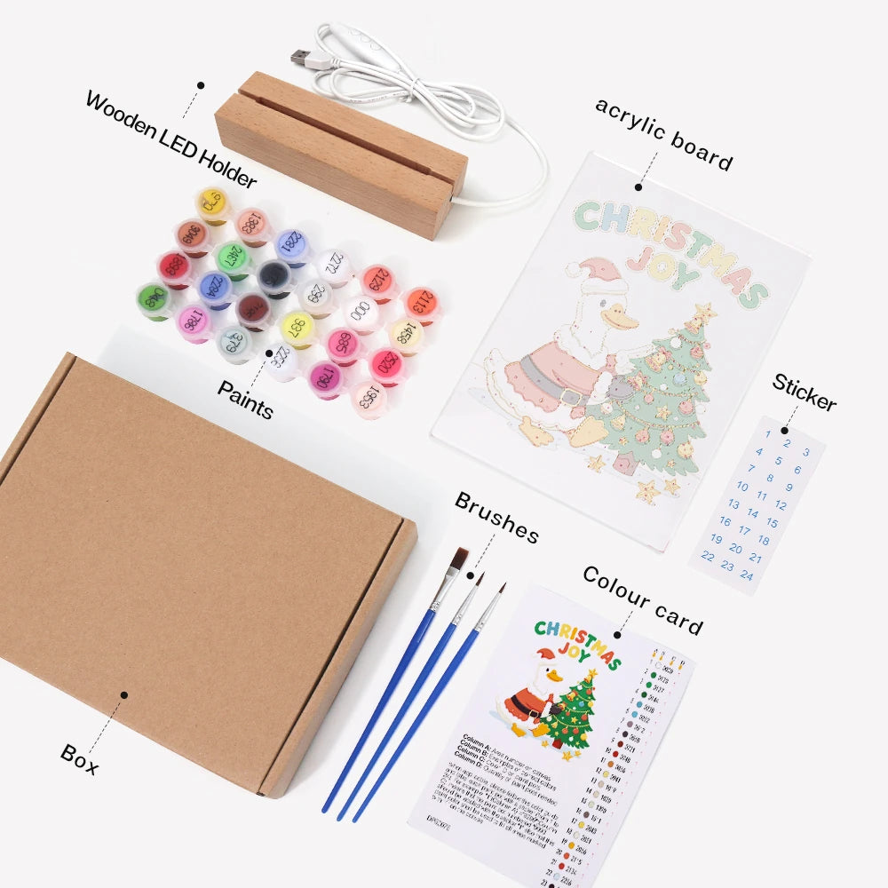
Paint by Numbers - Christmas Light | Santa Duck Decorating the Tree