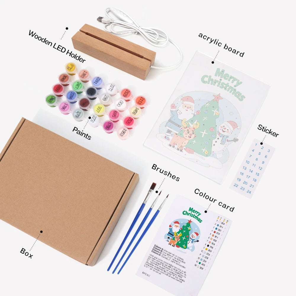 Paint by Numbers - Christmas Light | Santa and Friends at the Tree