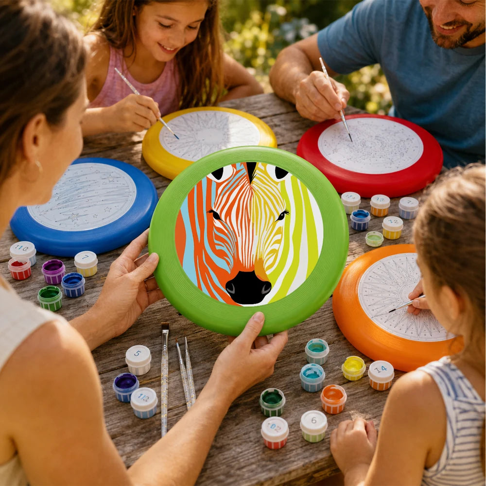
Paint by Numbers - Frisbee | Colorful Zebra Face